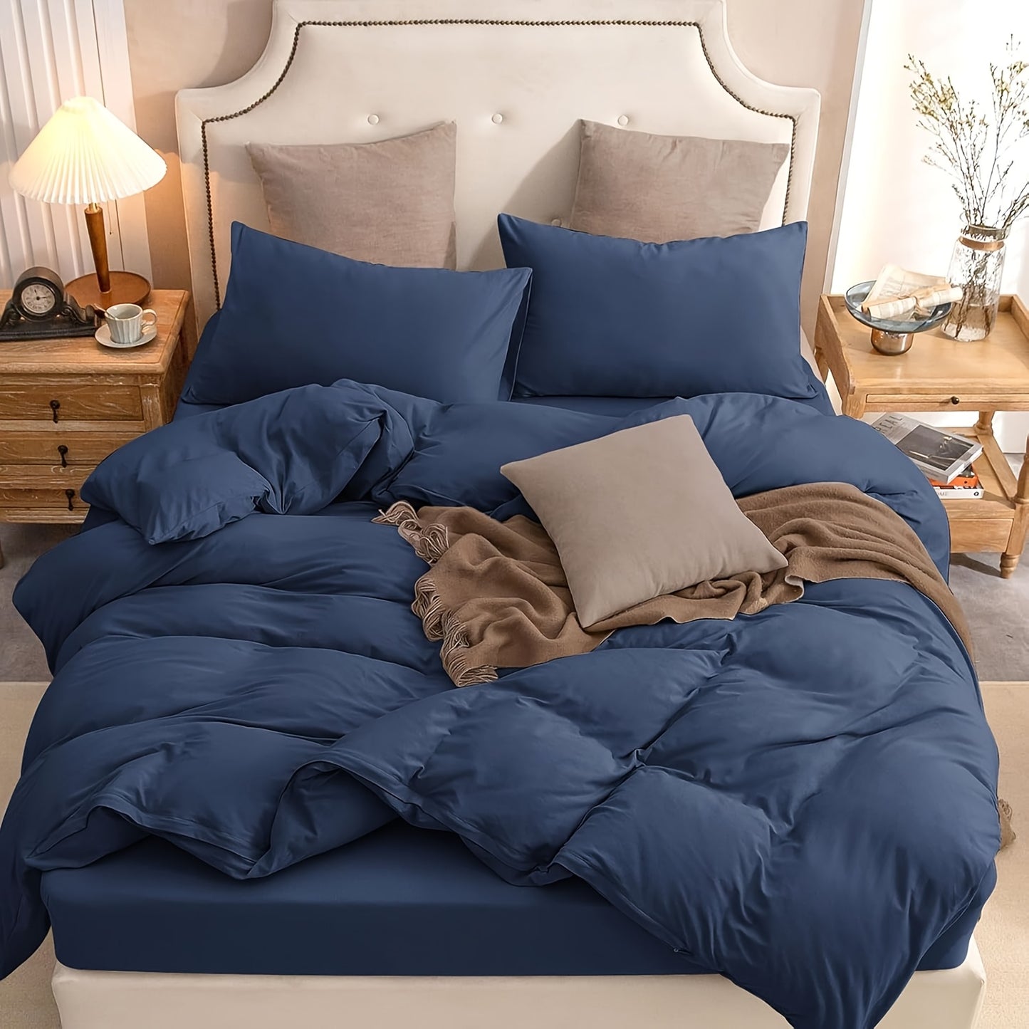 3pcs Jersey Duvet Cover Set, T-Shirt Soft Comfy Bedding Set With Zipper Closure, Sanded, Breathable, All-Season, Includes 1 Duvet Cover & 2 Pillow Shams, Cozy Bedding For Bedroom Or Guest Room, Gifts For The Family, Without C