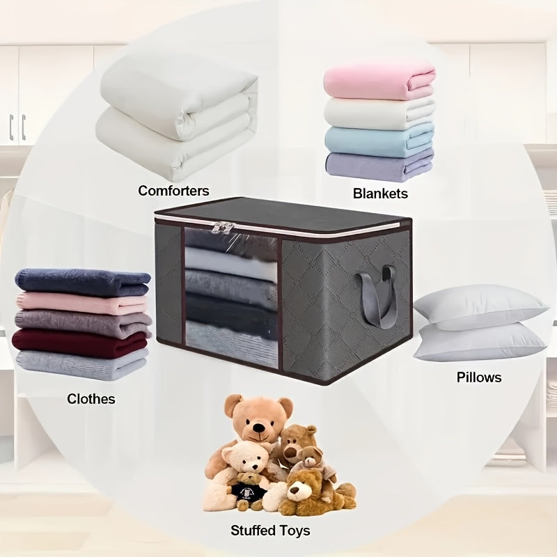 6pcs Extra Large Storage Bags, Durable Folding Clothes Organizer For Bedding, Blankets, Pillows, And Toys, Thick Polypropylene Fabric, With Zipper And Lid, Reinforced Handles, For No Electricity Needed, Other (Accessory Organ