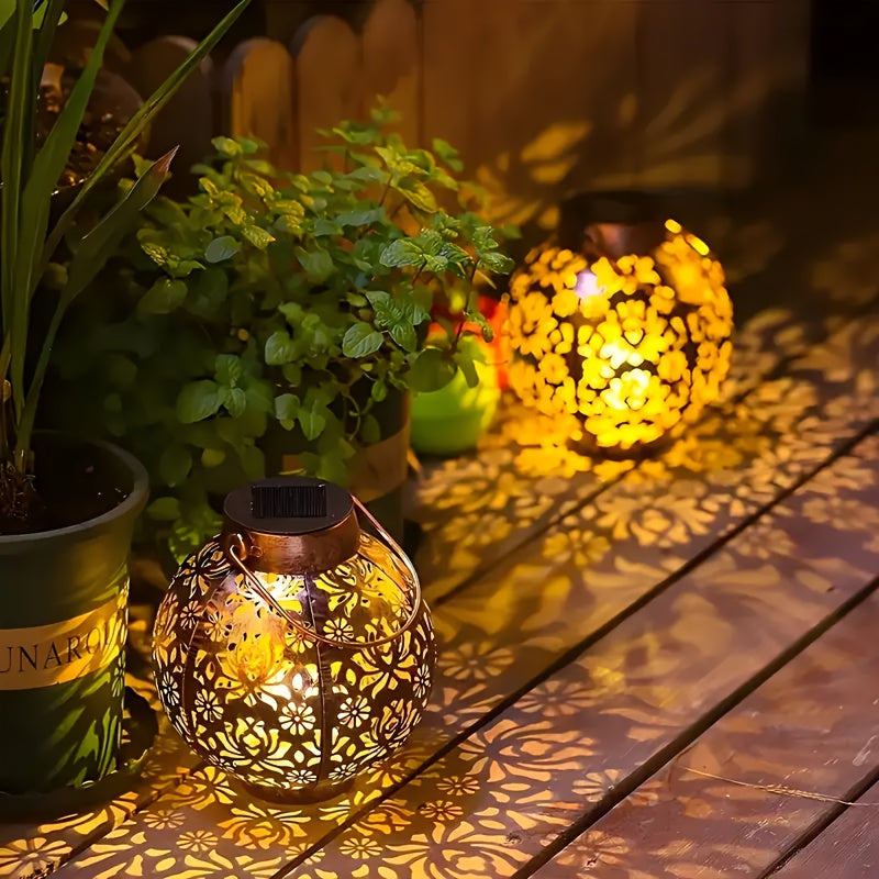 1/2 Pack Solar Metal Peony Lantern - Outdoor Hanging Decorative Light, IP65, Floral Design Complex, Suitable For Garden, Patio, RV, Trees - Perfect Gift For Autumn, Halloween, Christmas, Party, Birthday, Festive Lighting |