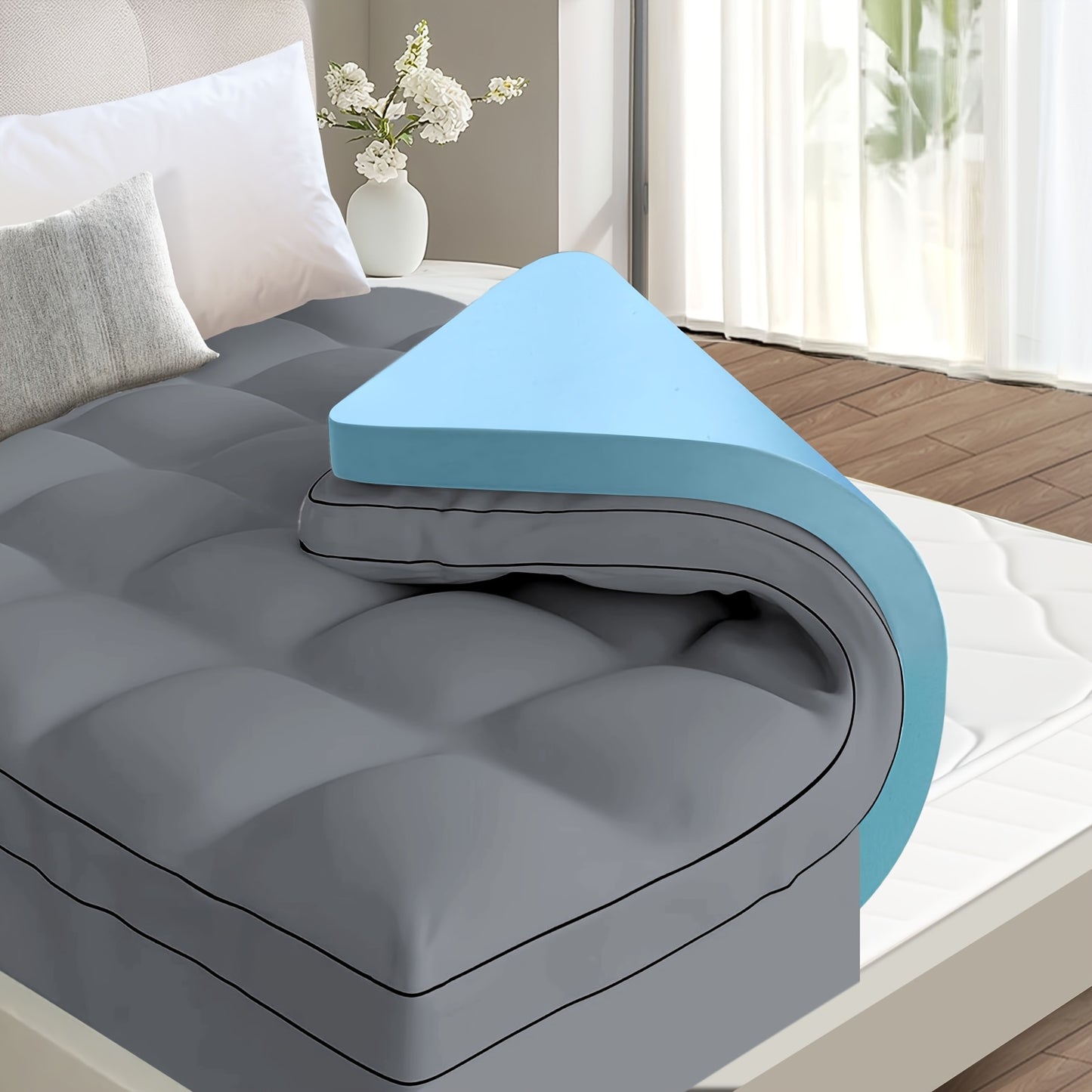White Extra-Thick Double-Layer Full-Size Mattress Topper with 2-Inch & 2-Inch Down Alternative, 8-21 Inch Deep Pockets, Machine Washable Brushed Fabric, Zipper Closure - Premium Sleep Experience