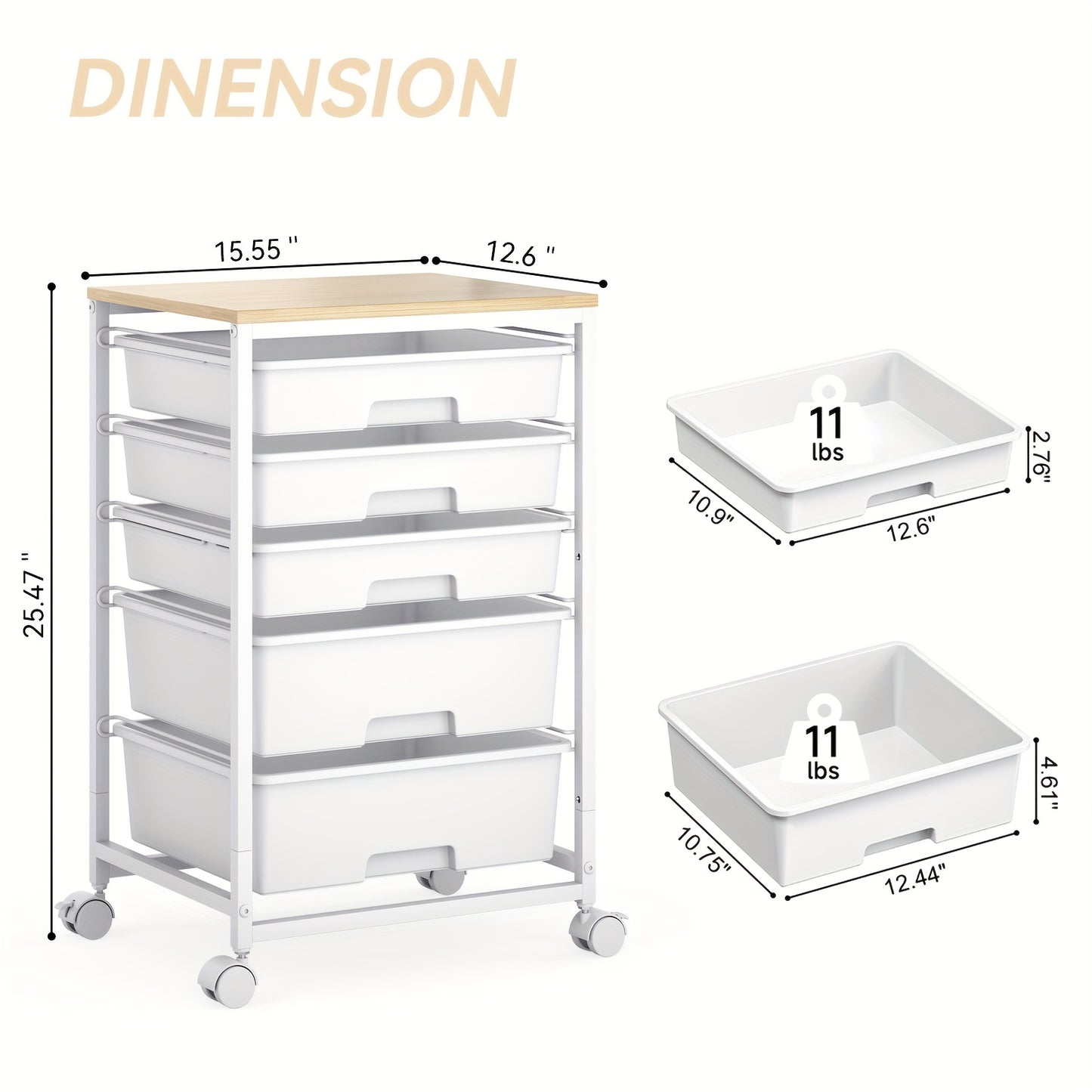 5-Tier Heavy-Duty Metal Utility Cart with 5 Lockable Drawers & Tabletop - Rolling Storage Cabinet on Locking Wheels, Space-Saving Sturdy Frame for Home Office, Workshop, Craft Room Organization - Easy Assembly, Dark Grey (No