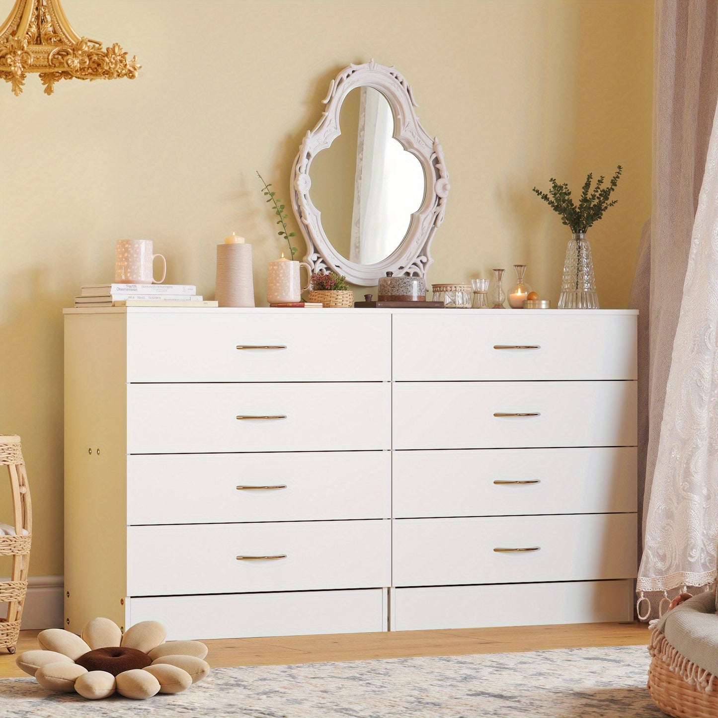 [Modern Minimalist Dresser] Compact Space-Saving Modern Minimalist Dresser - 4-Drawer Organizer with Flat Surface for Bedroom, Living Room, Entryway - Easy Assembly Required - White/Black Options Available