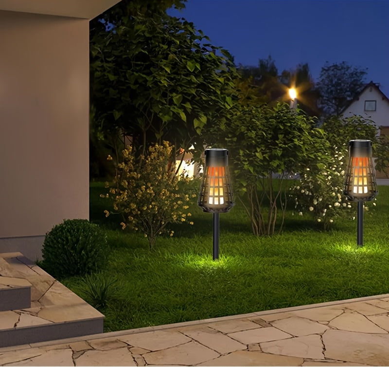 1pc or 4-in-1/8-in-1 Solar-Powered Outdoor Flame Effect Lantern - IP44 & Windproof, Multi-Functional Hanging/Table/Wall/Ground Lighting with Flickering Flame Effect, Energy-Efficient LED Bulb for Camping, Garden, Patio, Balco