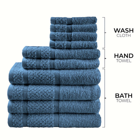 10pcs Bath Towel Set, 4pcs Bath Towels&2pcs Hand Towels&4pcs Washcloths, Solid Color, Cotton Towel, Absorbent, Quick-drying, Soft And Comfortable, Bathroom Supplies, Towels for Bathroom, Shower And Hotel, Bathroom Towel Sets,