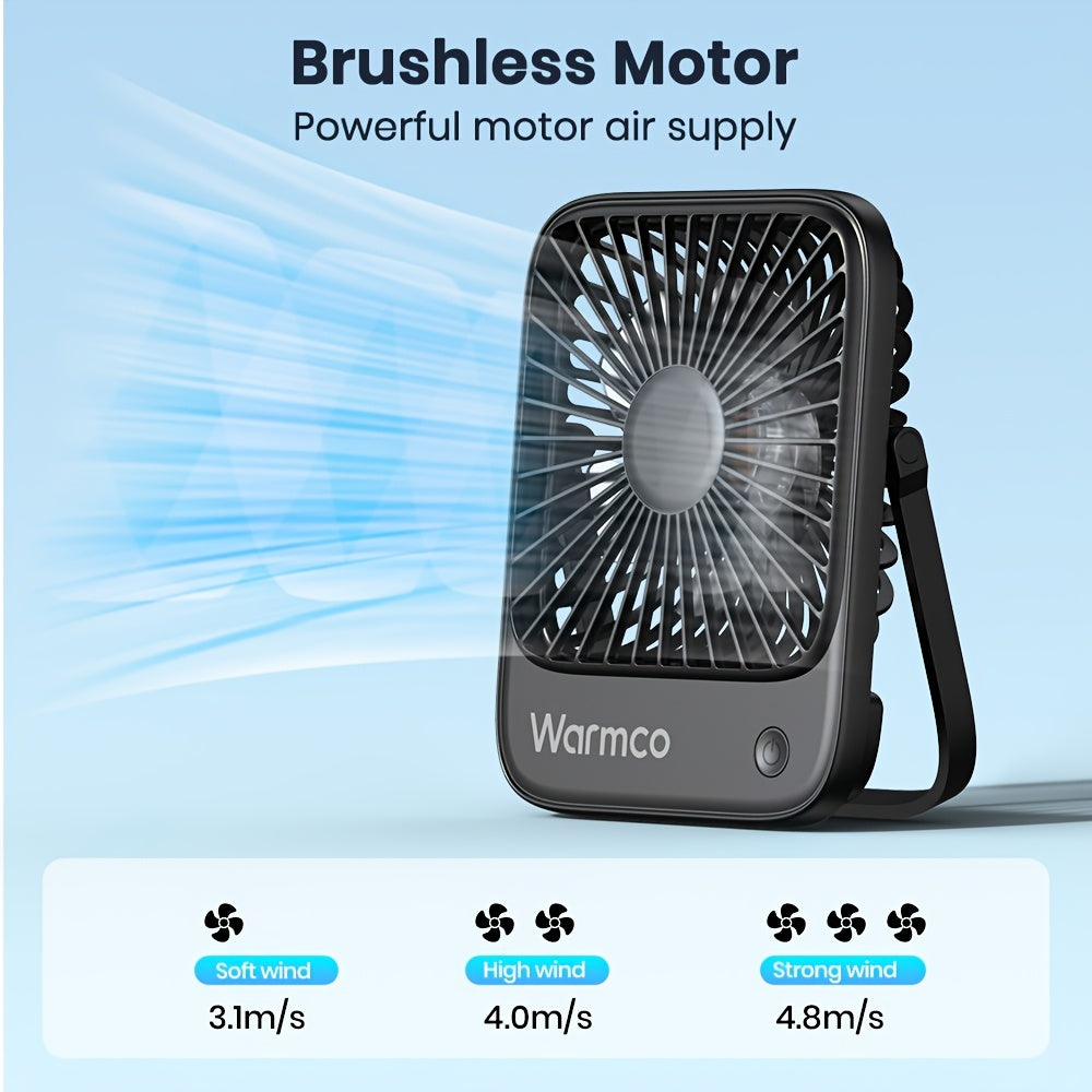 Warmco 2-Pack USB-C Desk Fan - Quiet Operation, 3 Speeds with 180° Tilt & Foldable Design, Strong Airflow Compact Personal Cooling Fan for Office Desk, Home, Workspace (USB-C Powered), Desktop Accessory | Sturdy Construction