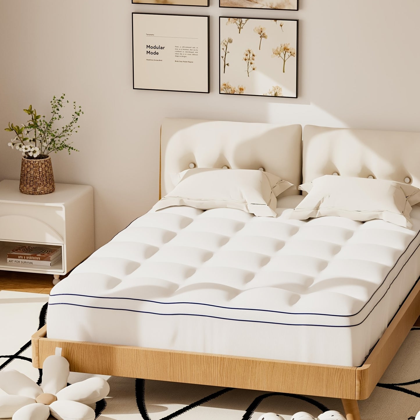 Extra Thick Mattress Pad Cover for Deep Sleep, Mattress Topper with 100%cotton,3D+7D Snow Down Alternative Fill Overfilled Plush Pillow Top Mattress with 8-21 Inch Deep Pocket-White