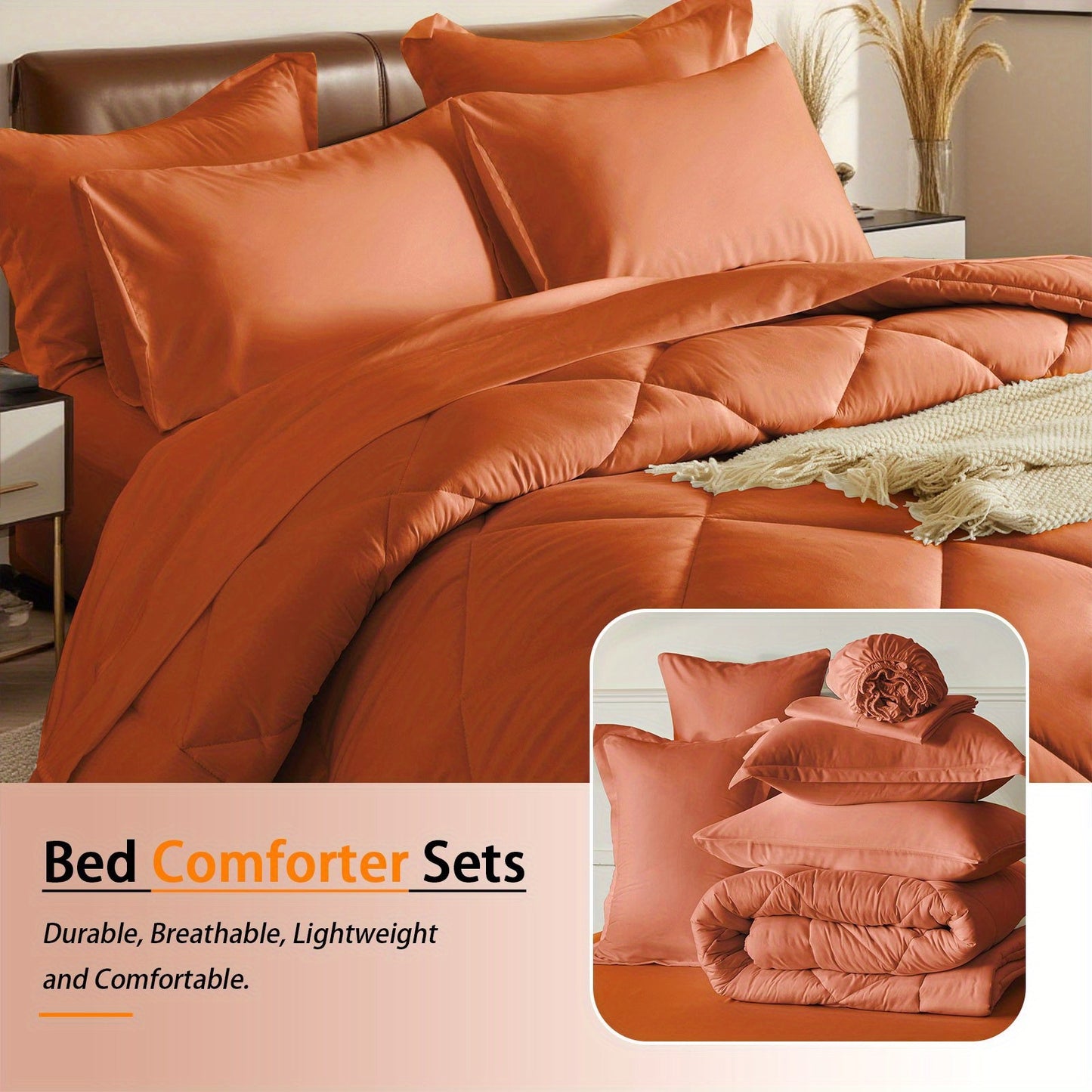 5pcs or 7pcs Geometric Quilted Rectangular Comforter Sets Queen - Soft & Comfortable All-Season Bedding Set with Wrapped Mattress, High-End Hotel Dorm Decor, Includes Comforter Pillowcase, Flat Sheet, Fitted Sheet, Microfiber
