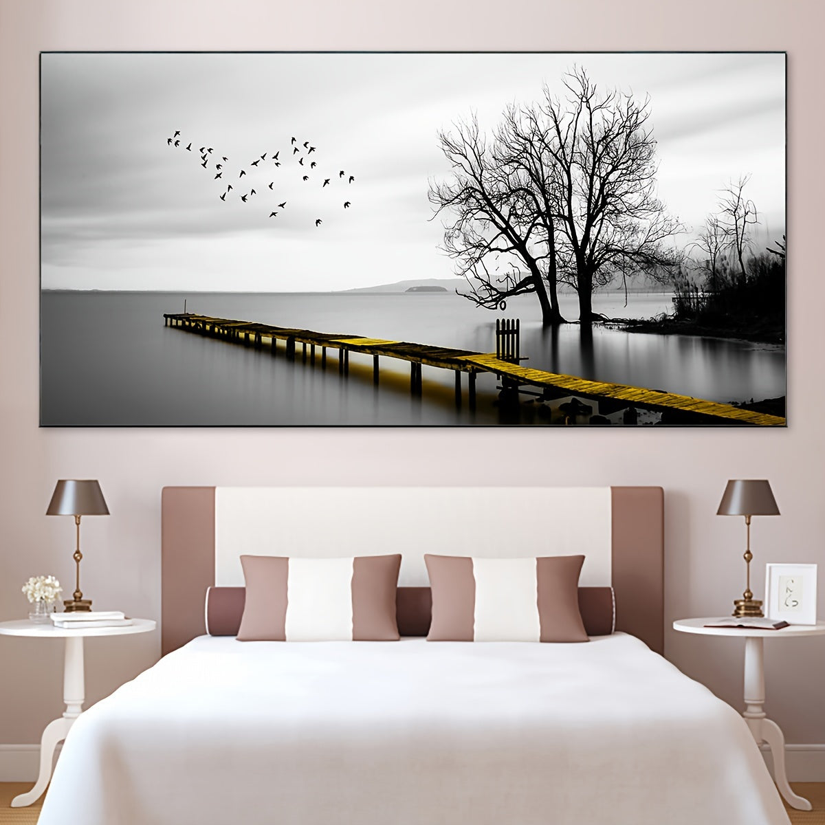 1pc Seaside Birds & Trees Wall Art Canvas Poster - Waterproof & Odorless, Frameless Modern Landscape Print for Living Room, Bedroom, Bar - Ideal Halloween & Christmas Gift for Friends & Family, Indoor/Outdoor Decor, Coastal H