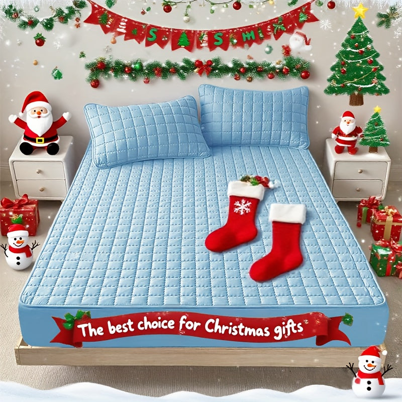 1pc Cooling Waterproof Mattress Protector, Cool And Comfortable, Layered Fitted Sheet, Solid Color Bedding Design, Can Be Used As A Separate Bedspread, 9-15 Inches Deep Pocket, Reusable Nursing Pads, Ideal for Bedroom, Guest
