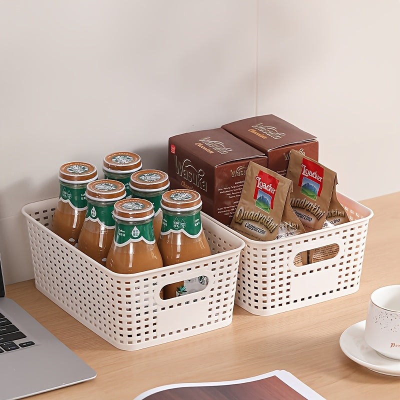 8pcs Modern Plastic Storage Bins with Lids - Versatile Organizer for Home, Office, and Toys, White Rectangular Design with Multiple Compartments for Document, Toy, and Small Items, Toy Storage, Shelf Baskets