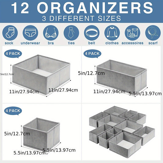Set of 6 Non-Woven Fabric Clothes Drawer Organizer Bins - and Bedroom Dresser Storage for s Clothing - Hand Washable Professional Organizer for Closet and Dresser, Clothes Organizer Storage