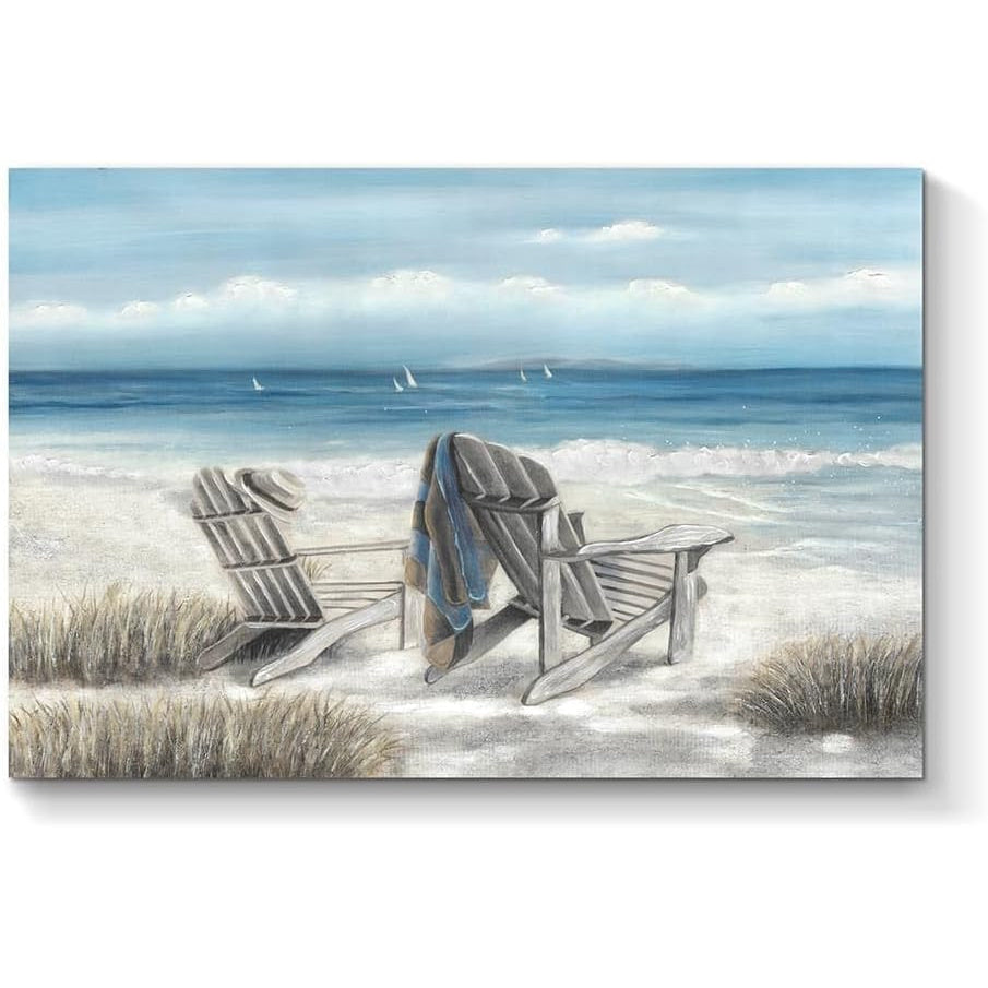 Coastal Framed Canvas Art - Vibrant Ocean Oil Painting, Heavy Texture Seascape Wall Decor for Living Room, Bedroom, Office, Ready to Hang, 2D, Perfect for Room Decor