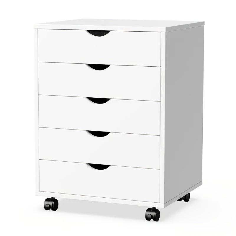 5 Drawer Chest Mobile Storage Cabinets Small Wooden Dresser With Wheels Room Organization Furniture For Office Home