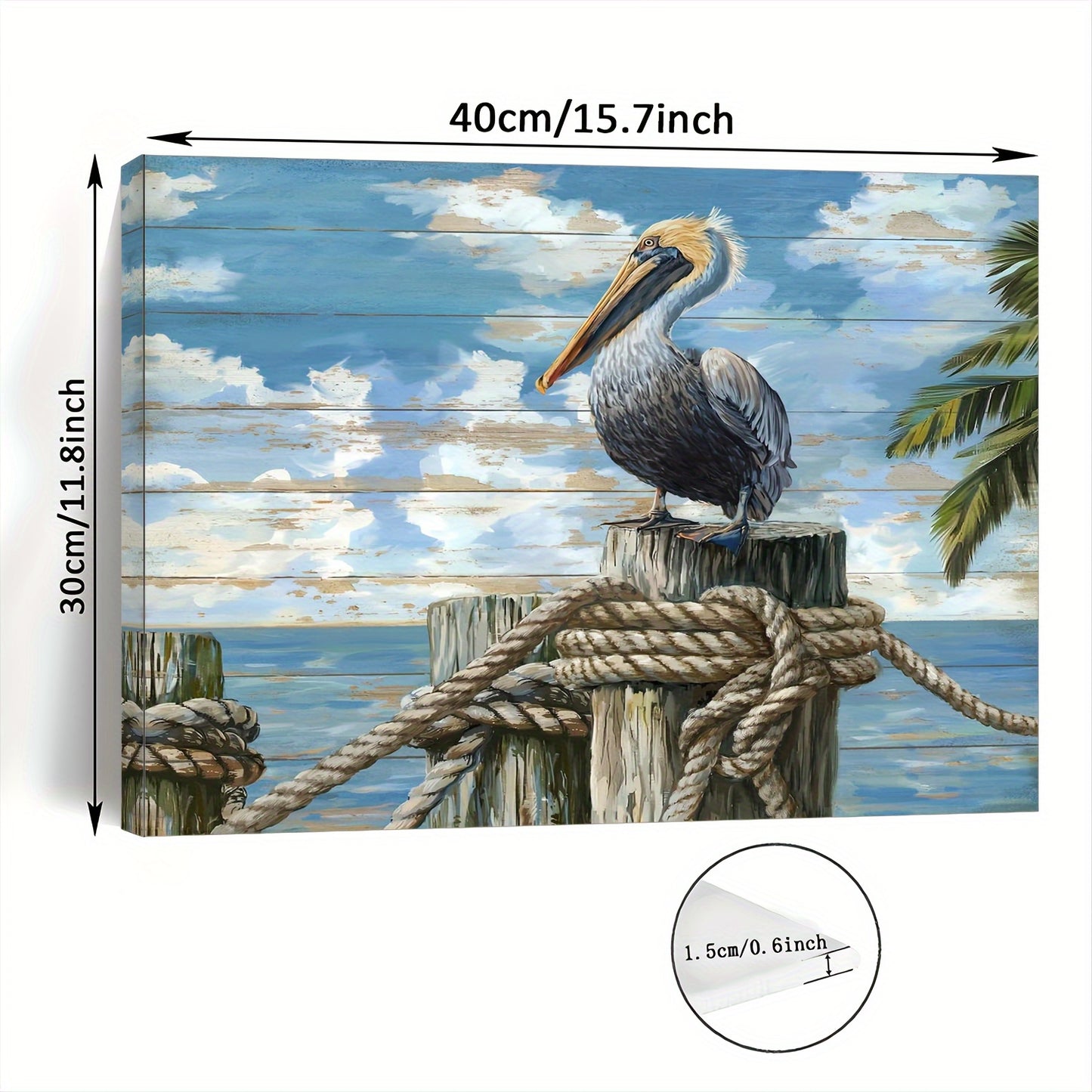 Wooden Framed 11.8x15.7 inches Canvas Wall Art - Charming Pelican Print for Home & Office Decor, Perfect Gift for Any Occasion