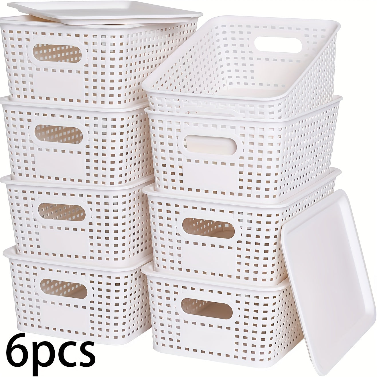 6pcs Stackable Plastic Storage Bins with Lids - Durable Gray Organizer Baskets for Home, Office, and Classroom - Multi-Purpose Shelf Bins, 10.2x7.2x4.1 Inches, Home Organization | Sleek Storage Solution | Stackable Bins