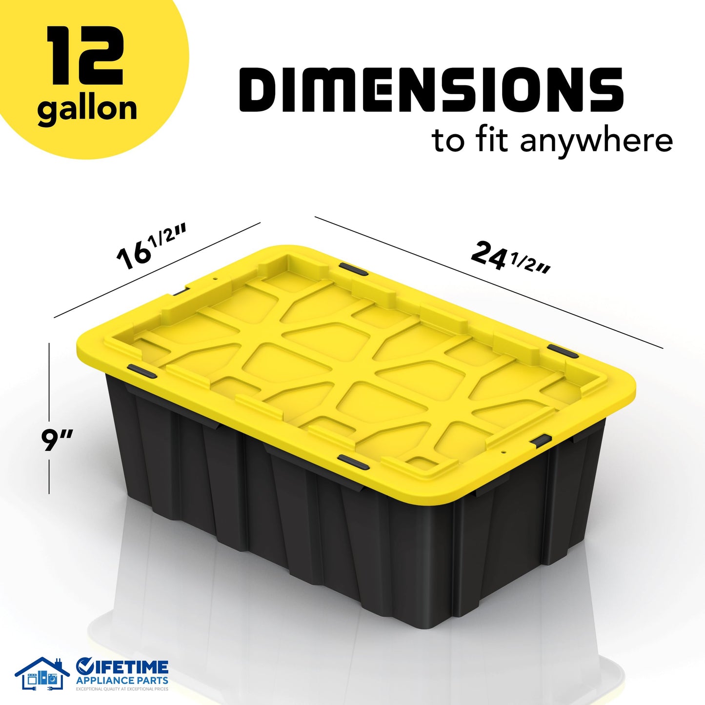 4pcs 17 Gallon/4pcs 23 Gallon/8pcs 12 Gallon Plastic Storage Bin Tote Organizing Container with Ultra Durable Secure Latching Lids, Stackable, Extra Strength Clear with Built In Handle - Black And Yellow