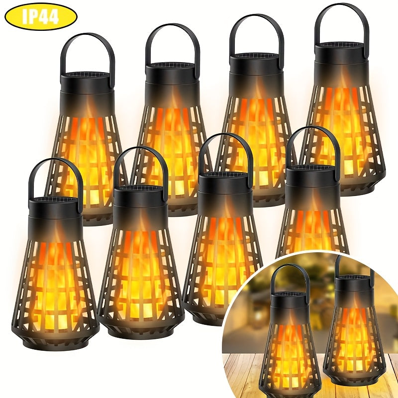 1pc or 4-in-1/8-in-1 Solar-Powered Outdoor Flame Effect Lantern - IP44 & Windproof, Multi-Functional Hanging/Table/Wall/Ground Lighting with Flickering Flame Effect, Energy-Efficient LED Bulb for Camping, Garden, Patio, Balco