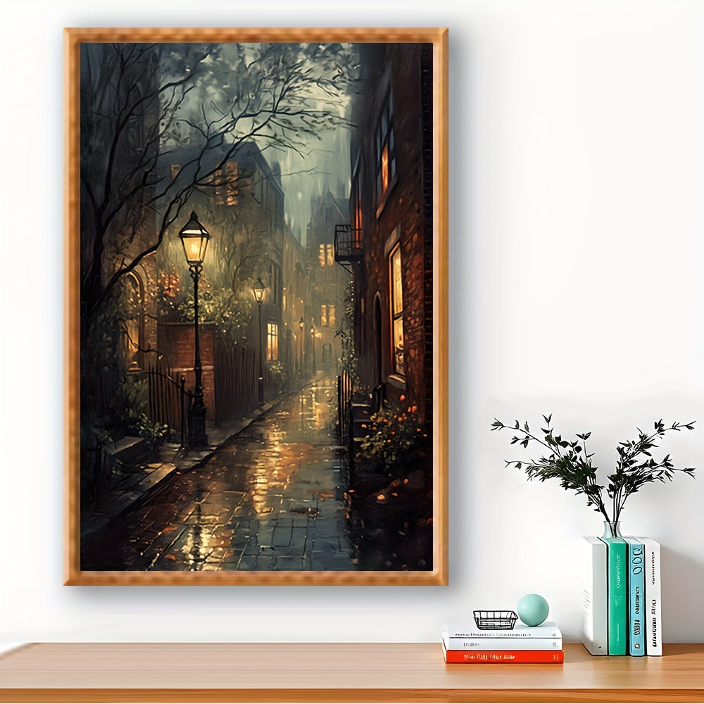 1pc Art Deco Classic Modern Unframed Canvas Wall Art - 15.7x23.6 inch Vertical Street Cityscape Poster for Living Room, Bedroom, Office, Cafe, Bar, Dorm Decor - Indoor Seasonal Art Print for Spring & Summer
