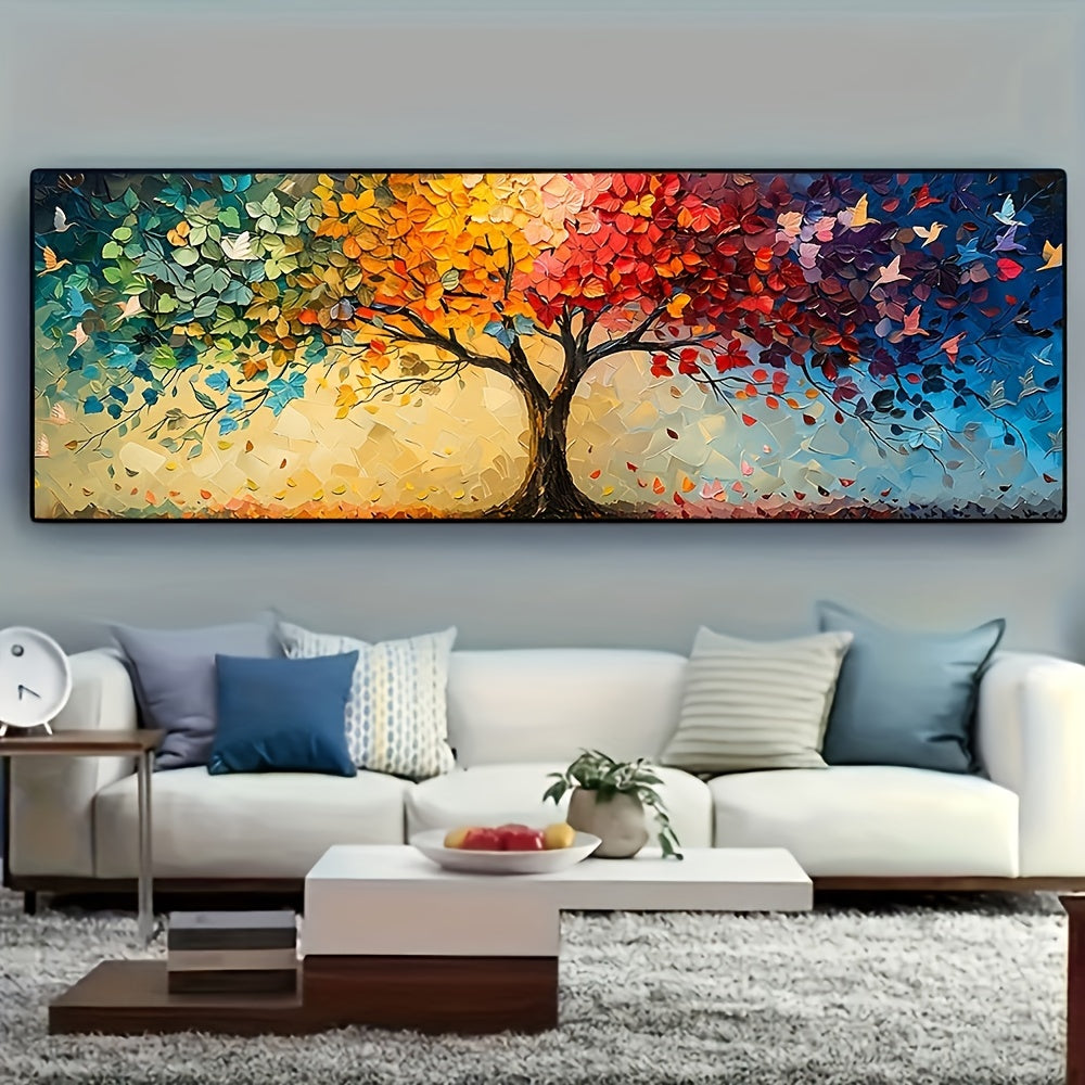Large Tree Of Life Canvas Print - Abstract Painting Wall Art - Decorative Art Classic Contemporary Style - Geometric Patterns - Spring And Summer Seasons - Kitchen, Bathroom, Living Room, Bedroom Decoration - Painted Art On C