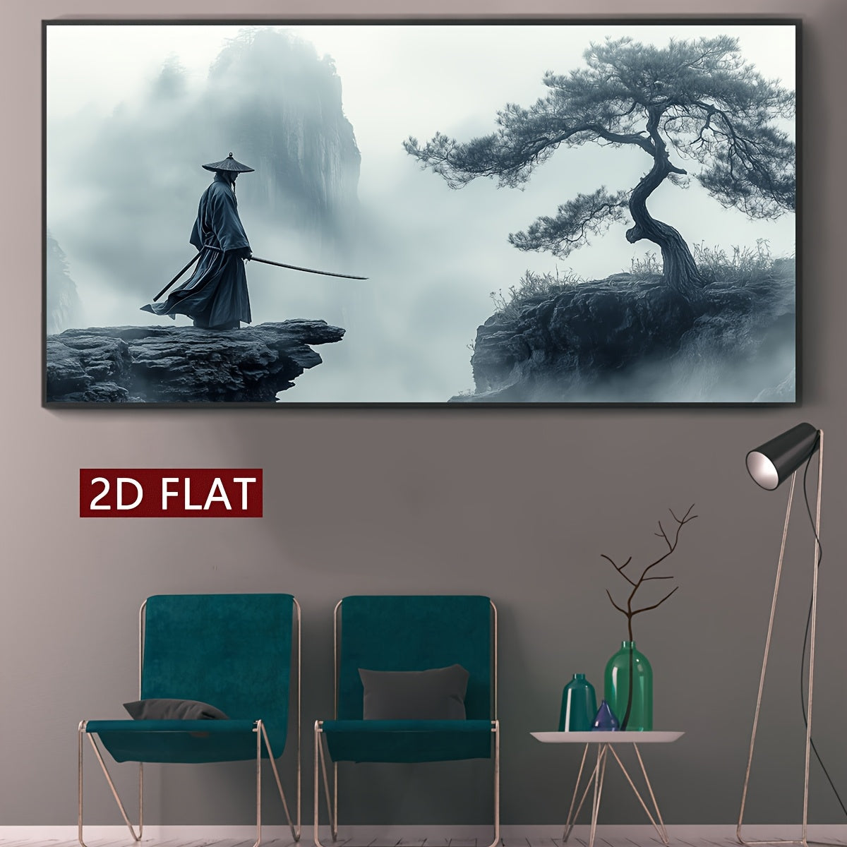 2D Flat, [2D FLAT] 1pc Unframed Canvas Poster, Japanese Swordsman Painting, Art Style, Canvas Wall Art, Artwork Wall Painting for Halloween Christmas Gift, Bedroom, Office, Living Room, Cafe, Bar, Wall Decor, Home Decoration,