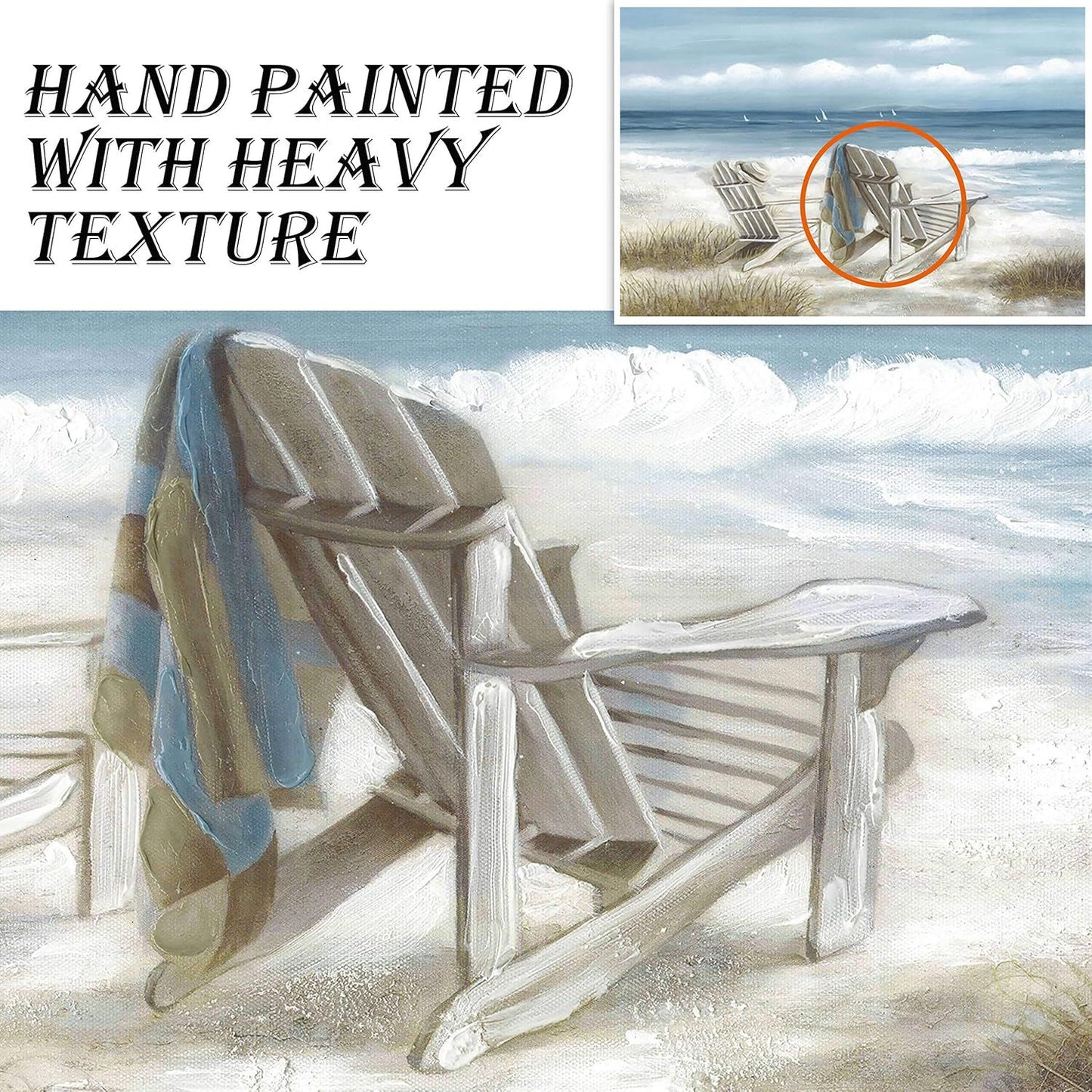 Coastal Framed Canvas Art - Vibrant Ocean Oil Painting, Heavy Texture Seascape Wall Decor for Living Room, Bedroom, Office, Ready to Hang, 2D, Perfect for Room Decor