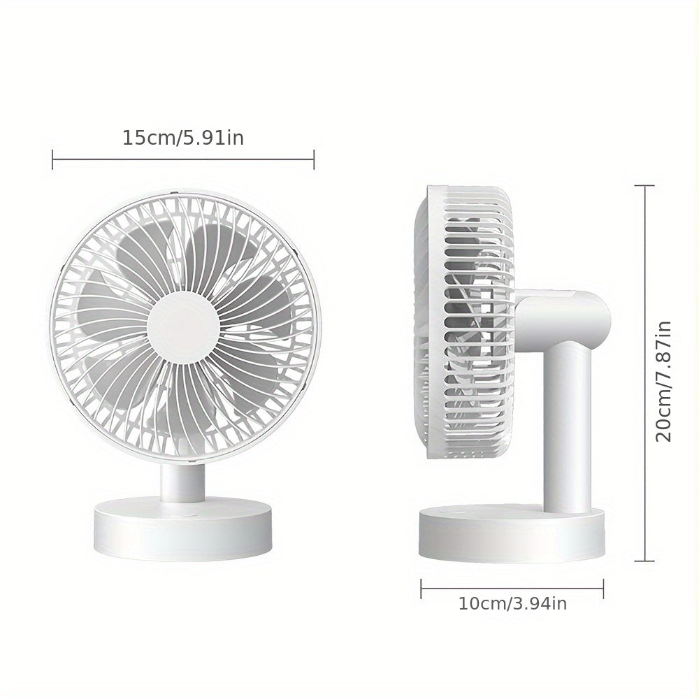 Portable 6-Inch USB Rechargeable Mini Fan with Stand - 1800mAh Battery, Ideal for Desk, Home Office, Dorm & Bedroom Cooling