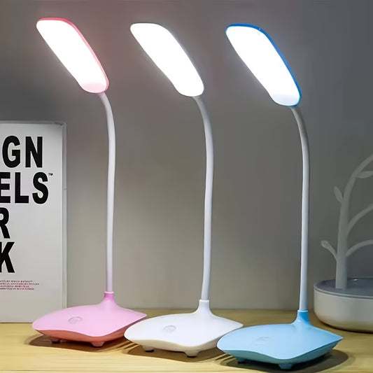 1pc Foldable LED Desk Lamp, Portable Table Light with 3-Level Dimming and USB Charging Touch Switch, 400mAh Battery in Pink, Blue or White, Lamp For Desk, Portable Table Lamp, Battery Powered Lamp
