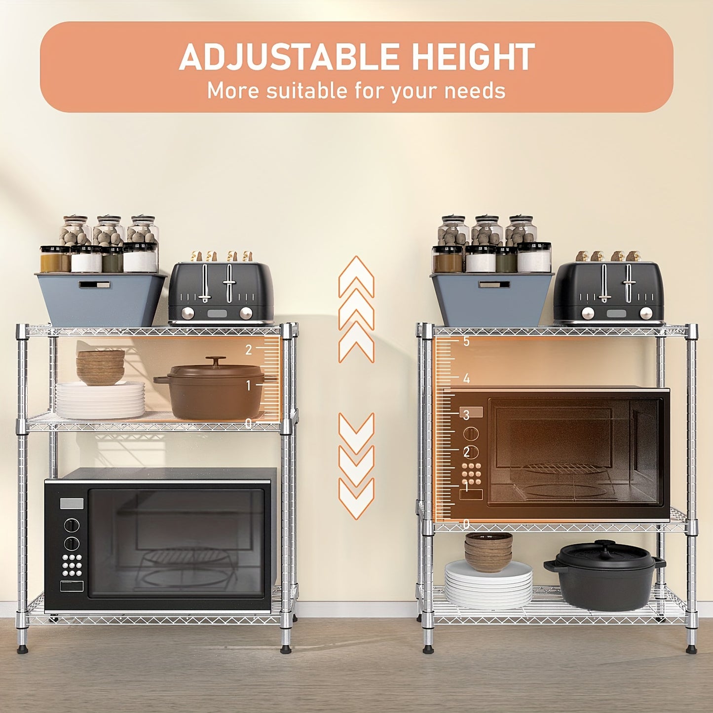 Chrome Steel 3-Tier Adjustable Metal Storage Wire Rack (15.75"D X 23.62"W X 35.51"H) for Home, Kitchen, Office, Garage, Bookshelf, Vanity, Side Table, Shoe Storage Cabinet, Mailbox Shelf, Home & Room Decor, Furniture