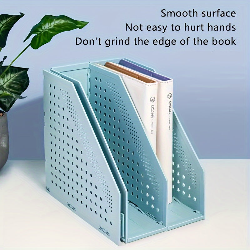 1pc Retractable 4-Compartment Bookshelf File Storage Box: Desk Necessities & Data File Organizer For Office Furniture, School Learning & Decoration Storage Stationery