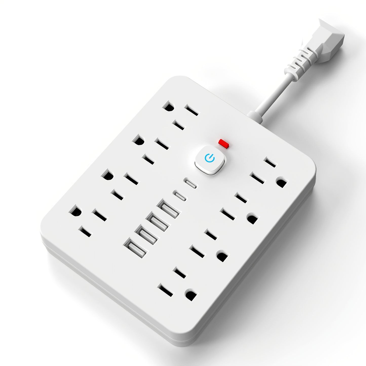 [14in 1 Power Strip] 14in 1 Power Strip Surge Protector with 8 Outlets, 4 USB and 2 USB C Ports | Flat Plug, Wall Mount, Overload Protection | Desk USB Charging Station for Home, Office