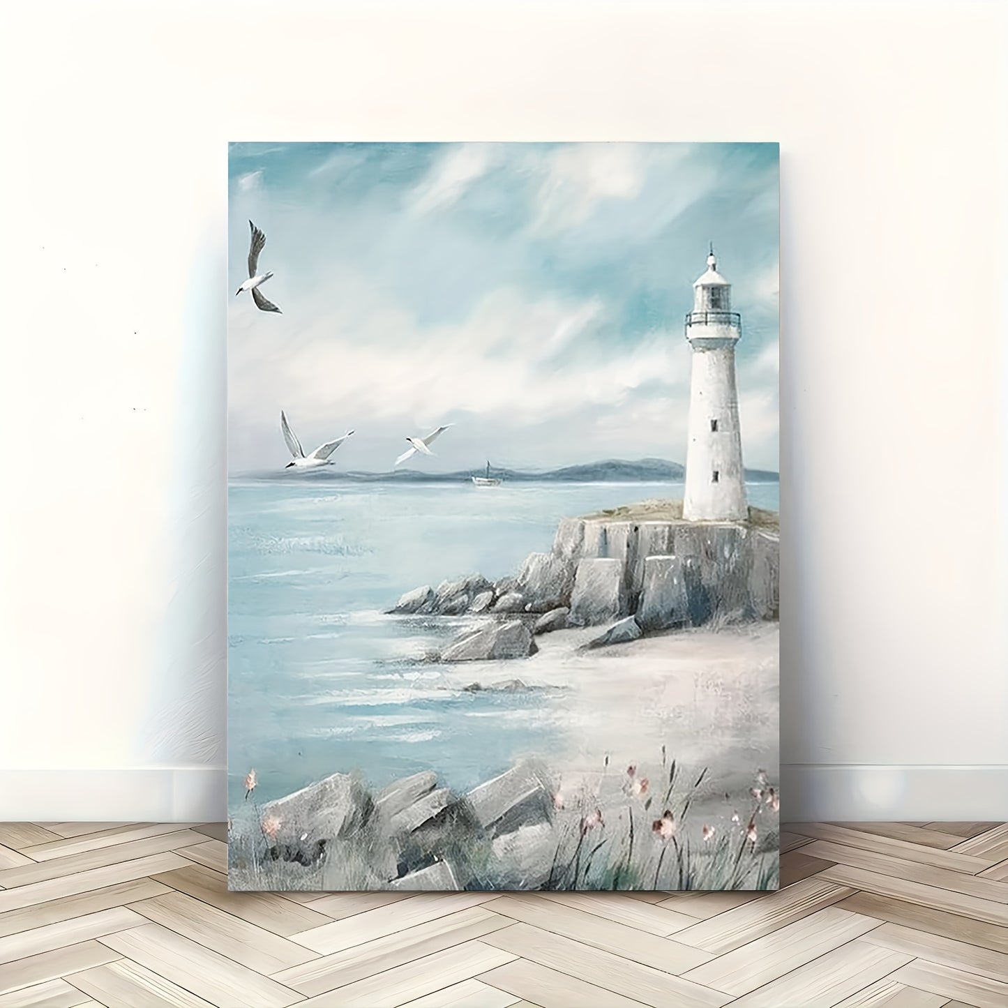 1pc Seagull Ocean Beach Canvas Print, 11.8x15.7inch, Wooden Framed Wall Art, Nautical Decor for Living Room, Bedroom, Kitchen, Office, Ideal Christmas Gift, Artistic Home & Office Decor