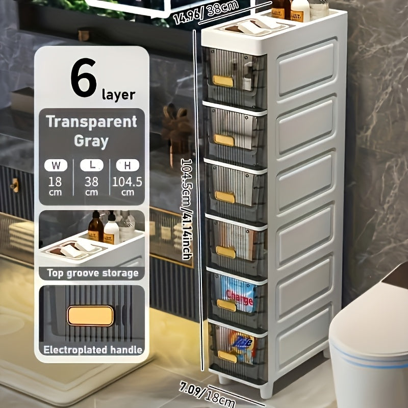 1pc Big Capacity Plastic Storage Cabinet, Layered Storage Organizer With Drawers, Waterproof And Dust-proof Commercial Bathroom Container, Easy To Install For Kitchen/ Bedroom/ Living Room Stuff, Storage Drawer Units
