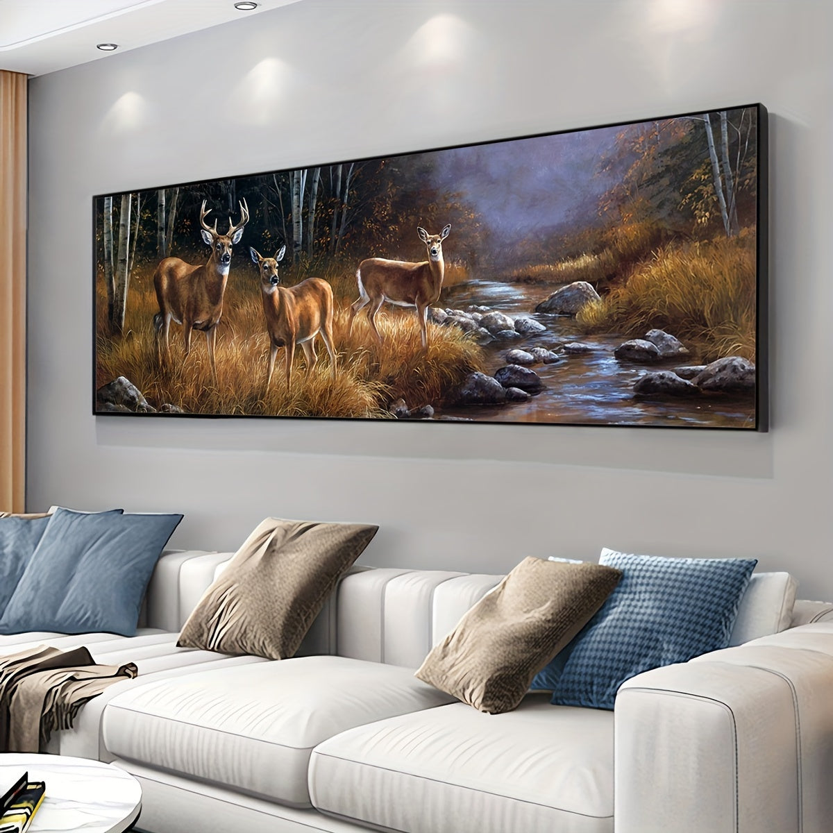 [Perfect Deer Canvas Art Poster] Chic Forest Deer Group Canvas Art Poster - Waterproof, Odorless Wall Decor for Living Room, Bedroom, Office - Perfect Birthday Gift, Frameless Animal Landscape Print