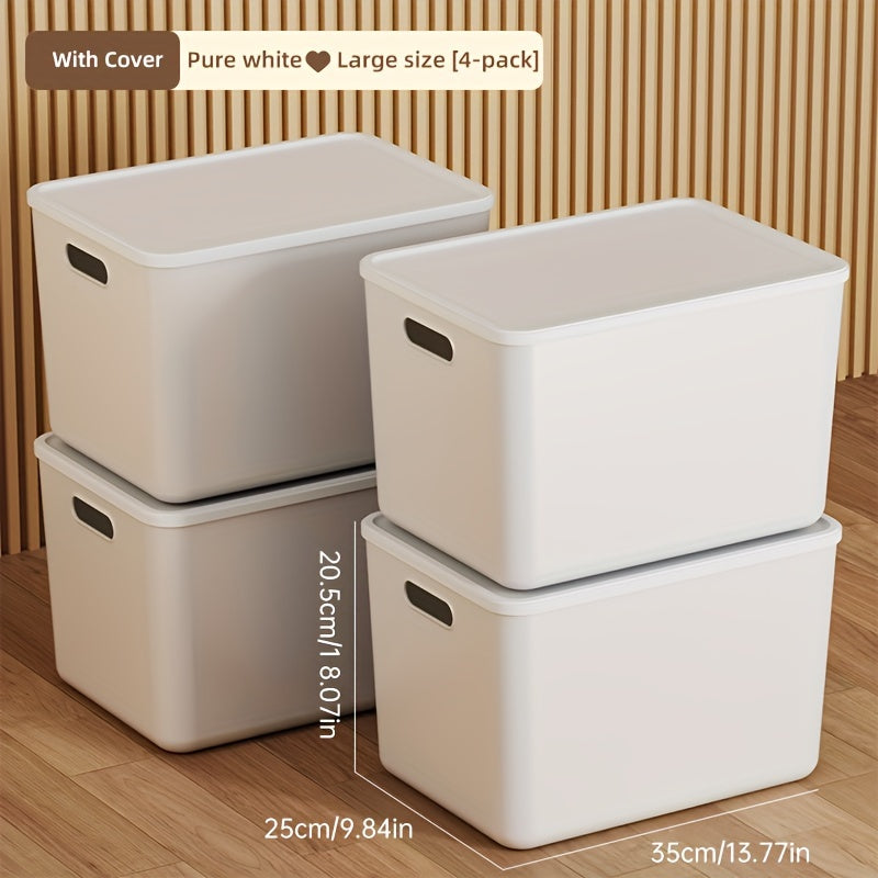 4pcs Large Capacity Portable Plastic Storage Bins, Durable, Multipurpose Organizers with Handles for Snacks, Underwear, Kitchen Essentials - Sturdy, Easy-to-Carry Dorm Room Essentials for Maximum Storage And Organization