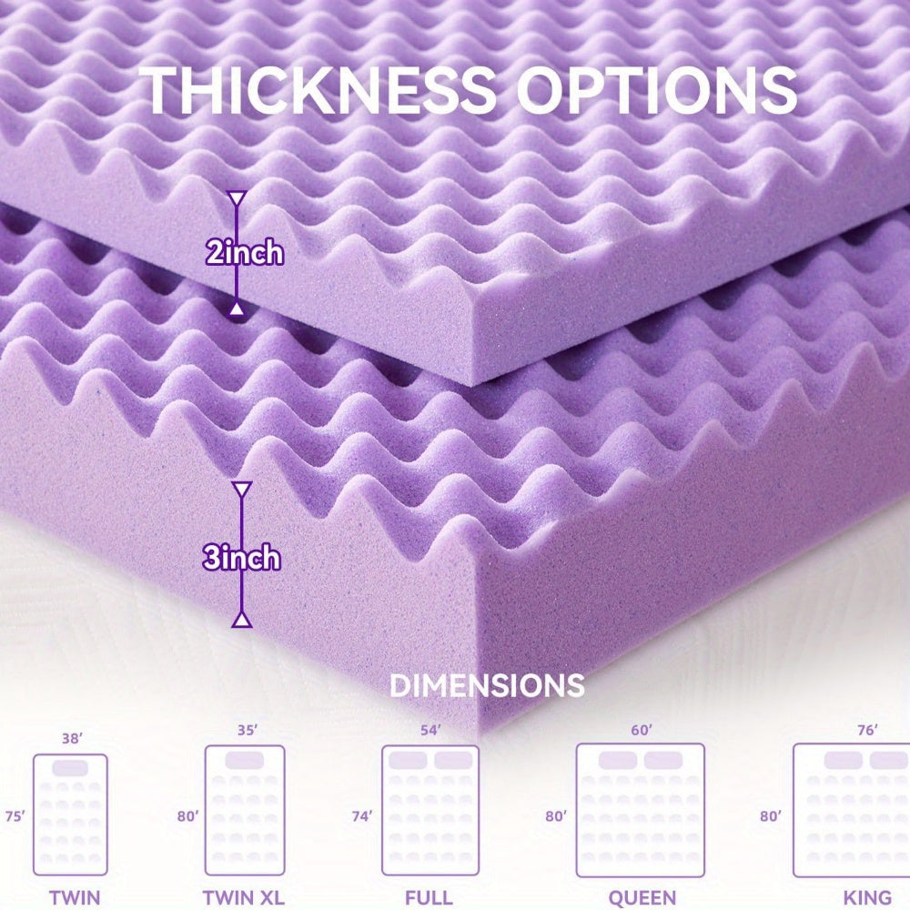 2 Inch/3 Inch Cooling Gel Memory Foam Mattress Topper - Ventilated Breathable Design, Purple, Fits All Mattresses, Multiple Sizes for Home, Hotel & Guest Room Use, Durable Comfort Layer for Enhanced Sleep Quality, Home Beddin