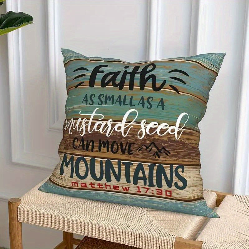 4pcs Inspirational Bible Pillowcases, 18x18 Inches, Short Plush Polyester, Hypoallergenic, Machine Washable, Zippered, Modern Style, Single-Sided Print for Sofa, Living Room, Bedroom Decor - White Set of 2