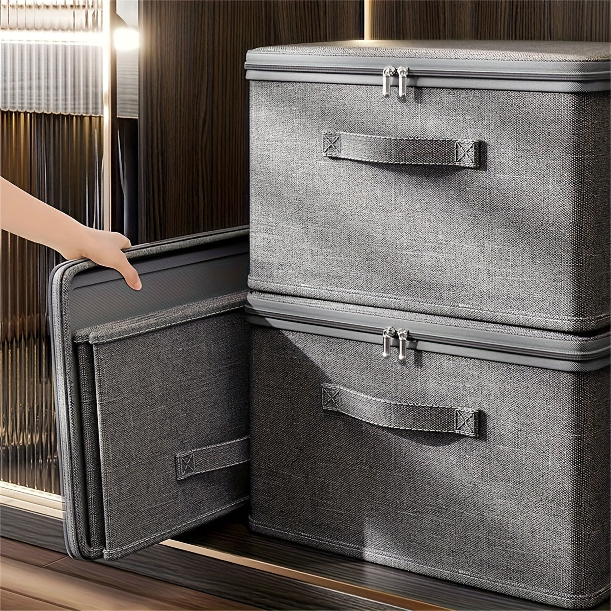 Foldable Fabric Storage Box with Lid: Rectangular, Multi-Purpose, Closet Organizer for Clothes, Office Supplies, And More, Storage Trunks for Home Organization