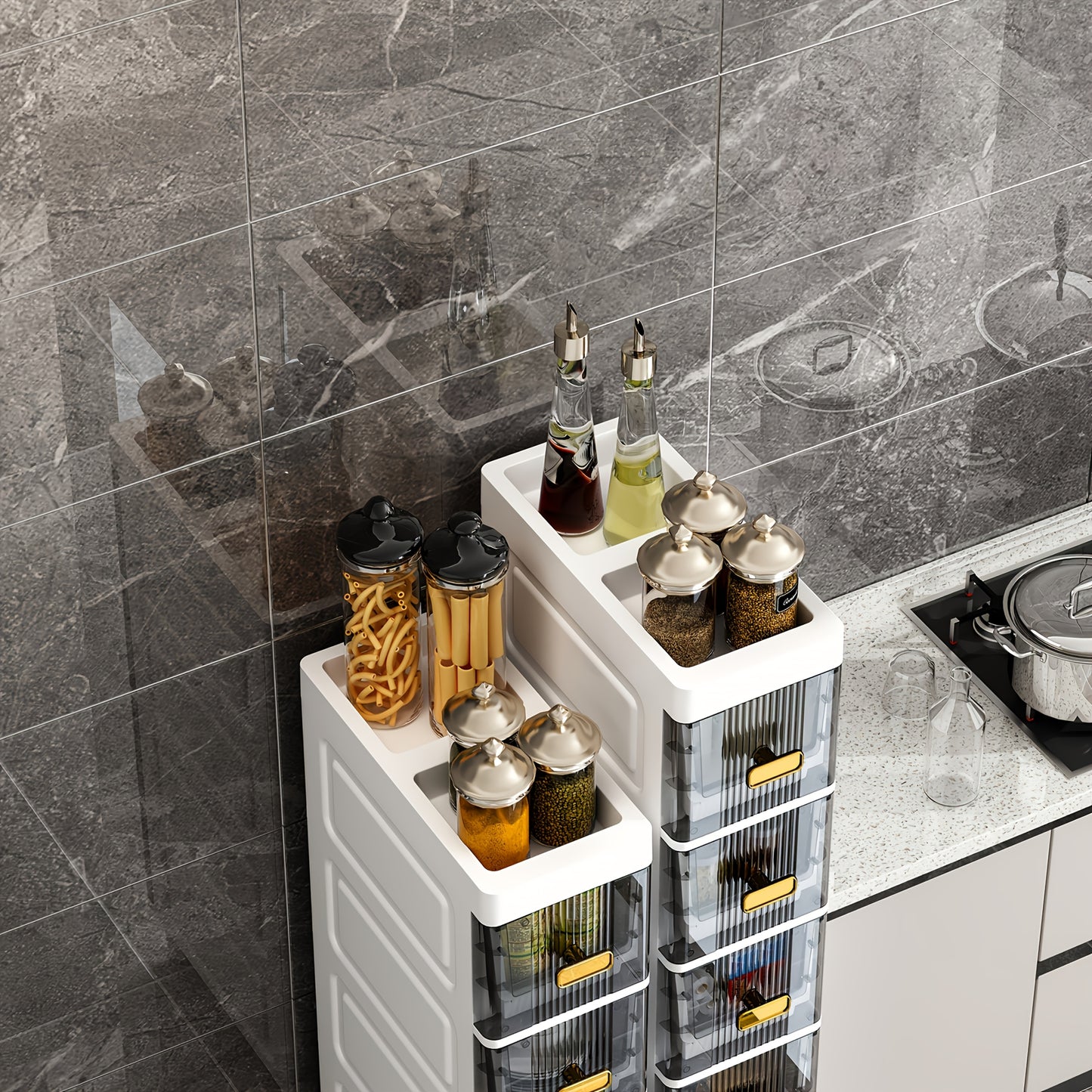 1pc Big Capacity Plastic Storage Cabinet, Layered Storage Organizer With Drawers, Waterproof And Dust-proof Commercial Bathroom Container, Easy To Install For Kitchen/ Bedroom/ Living Room Stuff, Storage Drawer Units