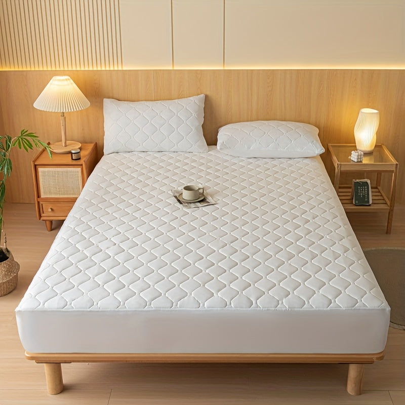 [Waterproof Mattress Protector] Waterproof Mattress Protector | 1pc Embossed Design, Quiet Fitted Sheet, Thickened Cover - Single Size 11.8" High, Multi-Size for Twin/Full XL/King Beds - Excludes Pillowcases & Insert