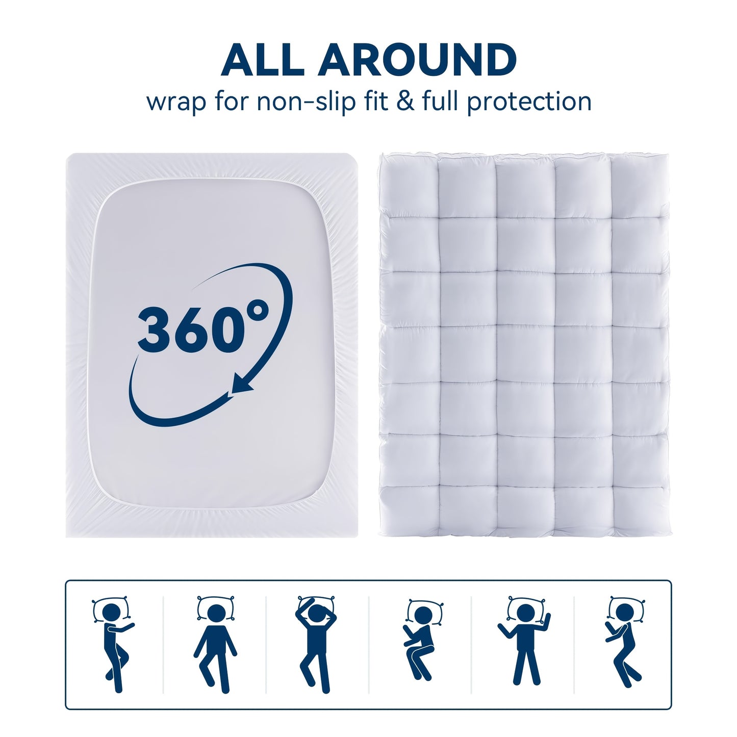 Twin Mattress Topper, 500 GSM Pillow Top, Quilted Fitted Mattress Protector with 8-21" Deep Pocket, Soft Mattress Pad Twin Size - White, Mattress Topper Extra Thick, Foldable Mattress, Mattress Protector, King Size Mattress T