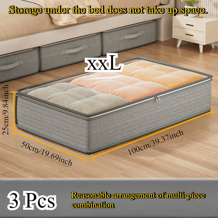 [Space-Saving Closet Organizer] 3pcs Underbed Closet Organizer and Storage Cabinet | Foldable, Space-Saving, Labor-Saving, for Blankets, Skirts, Quilts, Pillows, Clothes, and Underbed Storage
