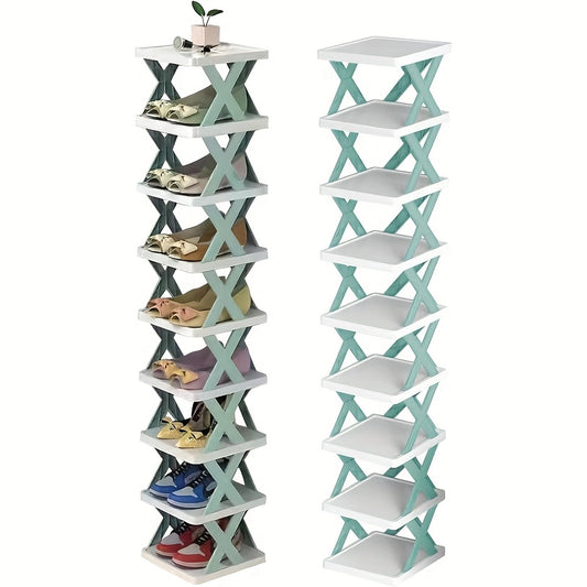 Space-Saving 9-Tier Shoe Rack - Durable PP Plastic Ladder Design Organizer, Multi-Functional Storage for Entryway, Bedroom, Living Room & Dorm - Sturdy, Lightweight & Easy Assembly, Dorm Room Organizer | Vertical Storage Solu