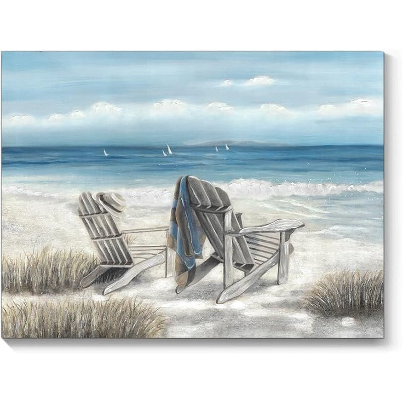Coastal Framed Canvas Art - Vibrant Ocean Oil Painting, Heavy Texture Seascape Wall Decor for Living Room, Bedroom, Office, Ready to Hang, 2D, Perfect for Room Decor