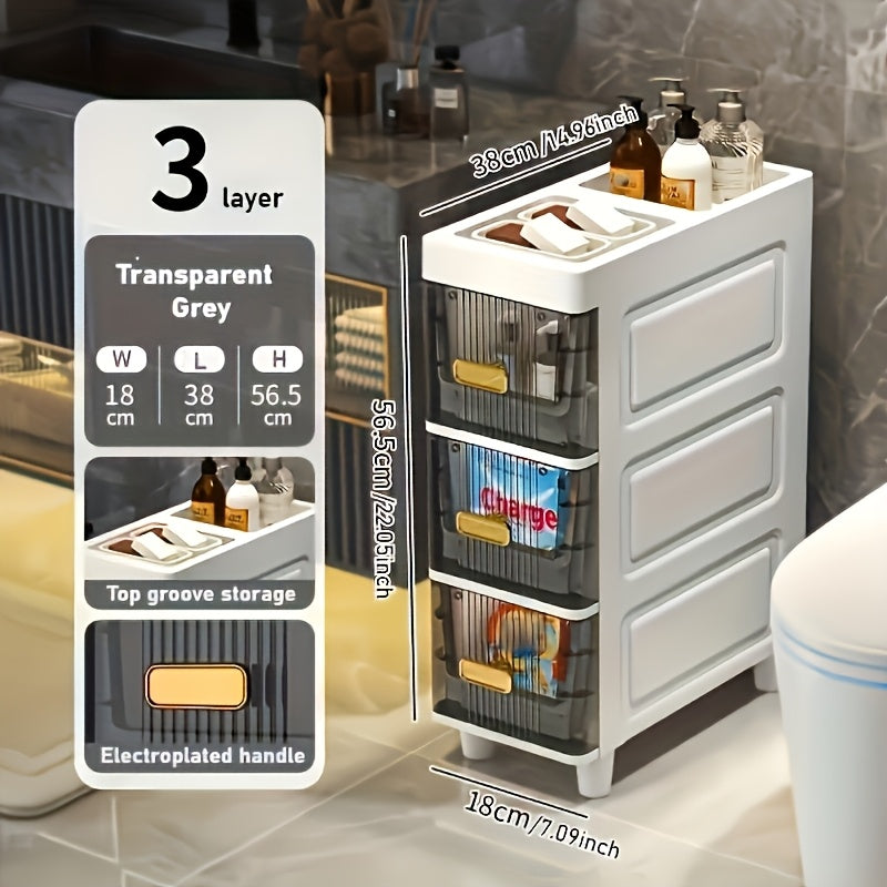 1pc Big Capacity Plastic Storage Cabinet, Layered Storage Organizer With Drawers, Waterproof And Dust-proof Commercial Bathroom Container, Easy To Install For Kitchen/ Bedroom/ Living Room Stuff, Storage Drawer Units