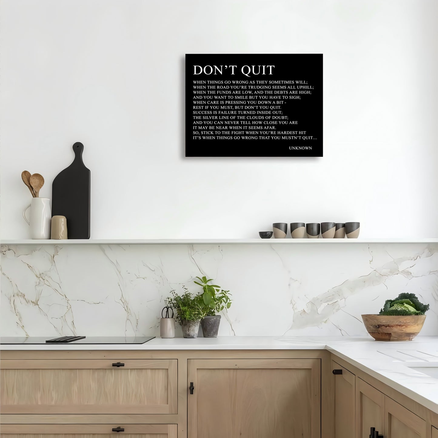 11.8x15.7 inches Wooden Framed Canvas Art Print - 1pc "Don't Quit" Motivational Quote Inspirational Wall Decor for Living Room, Bedroom, Office - Perfect Gift for Her or Him, Single's Party Decoration