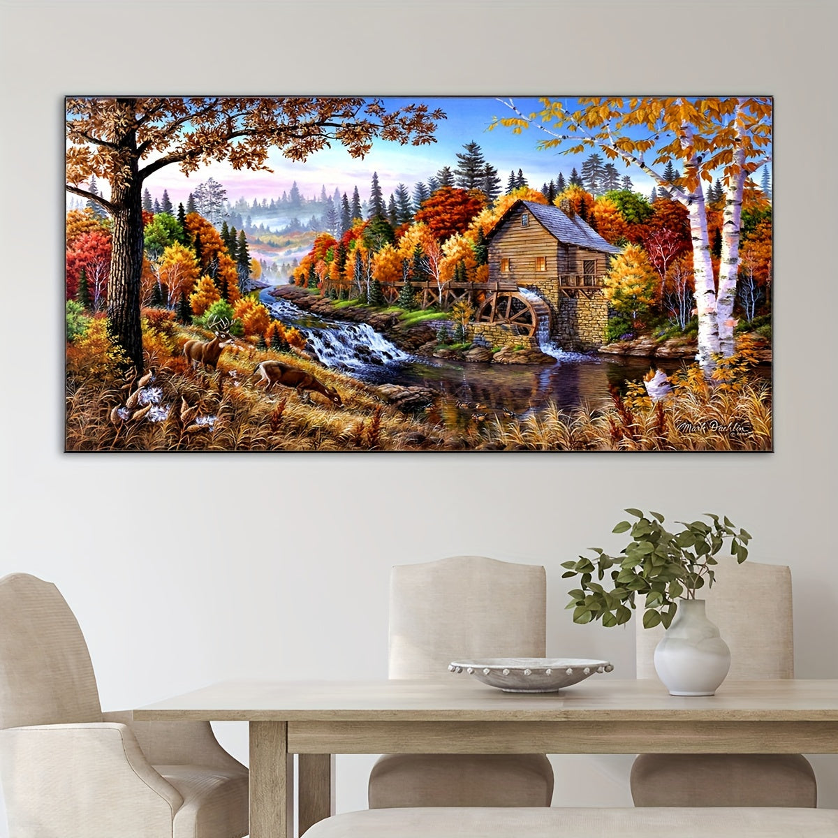 Vibrant, Forest House Canvas Wall Art Poster - Waterproof, Odorless Fabric Print for Living Room, Bedroom, Kitchen, Bar - Modern Home Decor, Gift for Friends and Family, No Frame