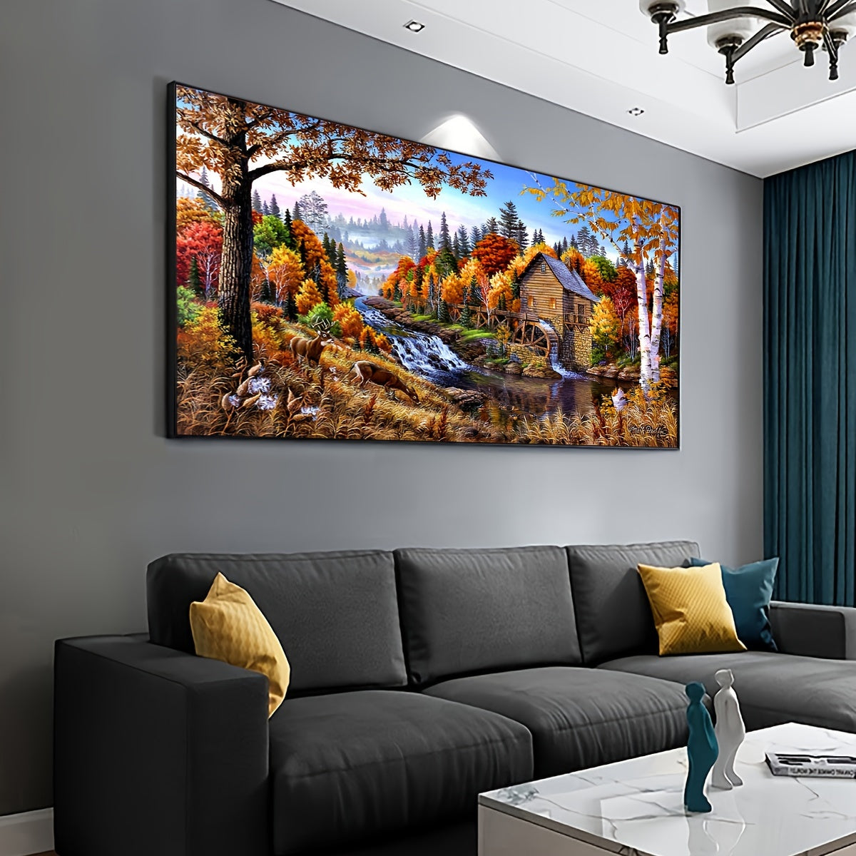 Vibrant, Forest House Canvas Wall Art Poster - Waterproof, Odorless Fabric Print for Living Room, Bedroom, Kitchen, Bar - Modern Home Decor, Gift for Friends and Family, No Frame