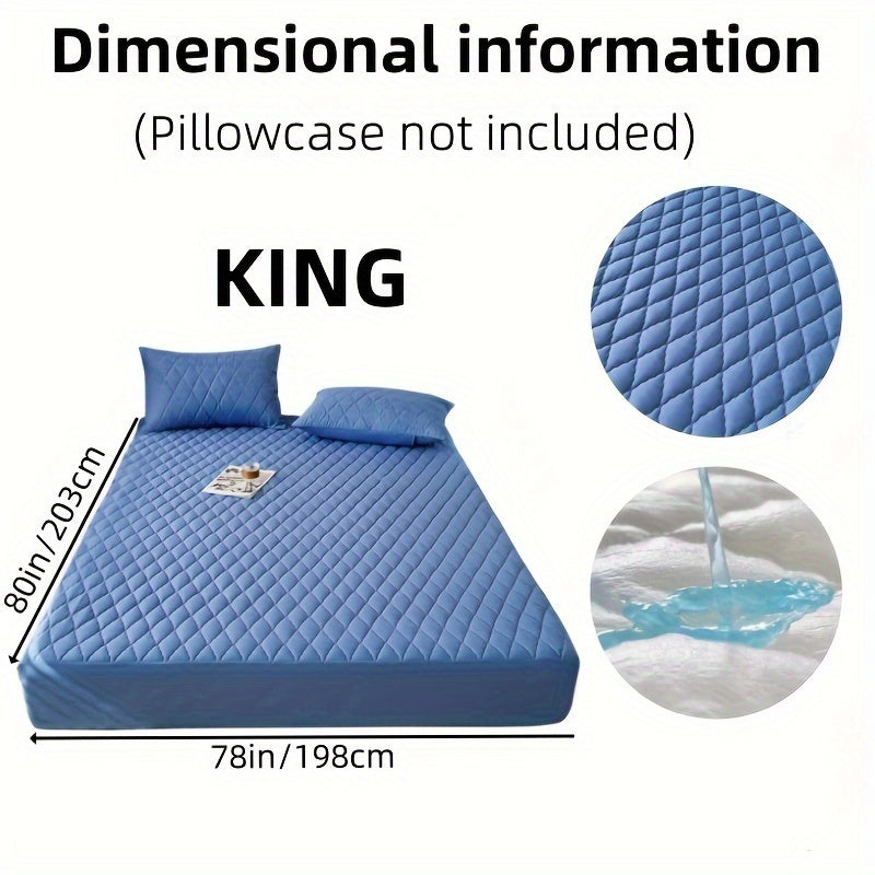 Waterproof Mattress Protector - Super Soft Quilted Polyester, Gray Satin Finish, Elastic Fit with Button Snap Closure, Machine Washable for Home & Hotel Use (Pillowcases Not Included), Comfortable Sleeping, Elegant Bedroom St