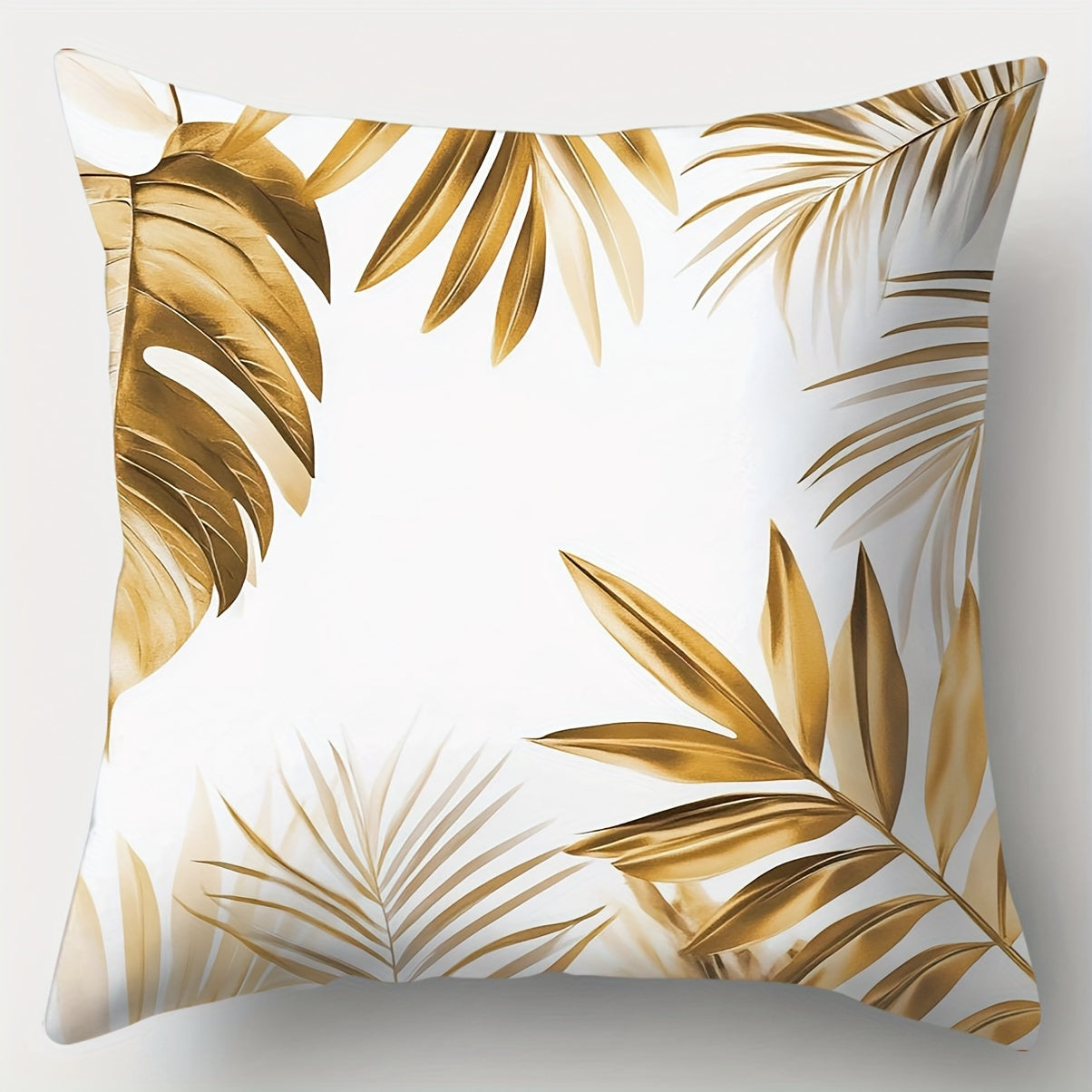 4pcs Golden Leaf Pattern Delicate Texture Pillowcase, 17.72 x 17.72 inches, Room Decoration, Office Decoration, Living Room Decoration, Sofa Decoration, Without Pillow Core