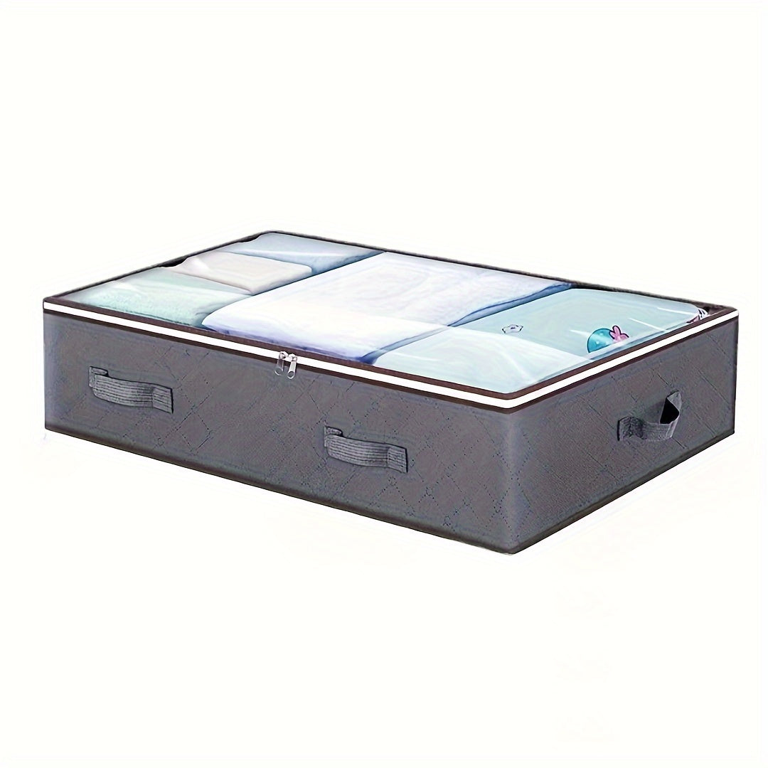 1pc Foldable Under Bed Storage Bag With Handles & Visible Window, Large Capacity Storage Containers For Clothes, Books, Toys, Bedding, Household Space Saving Organizer For Under Bed, Closet, Wardrobe, Bedroom, Dorm, Bedroom A